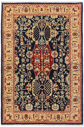 handmade Traditional Kafkaz Blue Tan Hand Knotted RECTANGLE 100% WOOL area rug 4 x 6